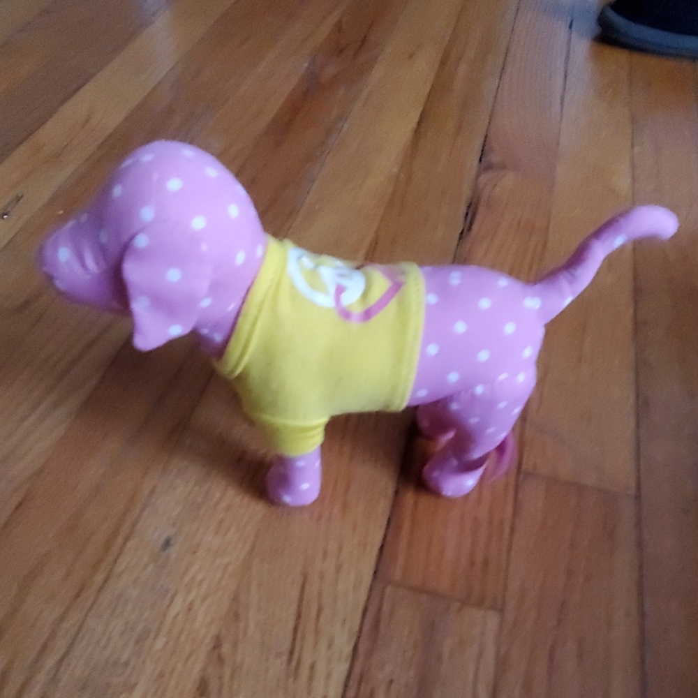 VS PINK Polka dot dog in yellow t-shirt